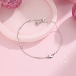 Extra Tiny Crescent Moon Bracelet in Sterling Silver, Single Silver Moon Bracelet, Moon Jewellery, Moon and Star