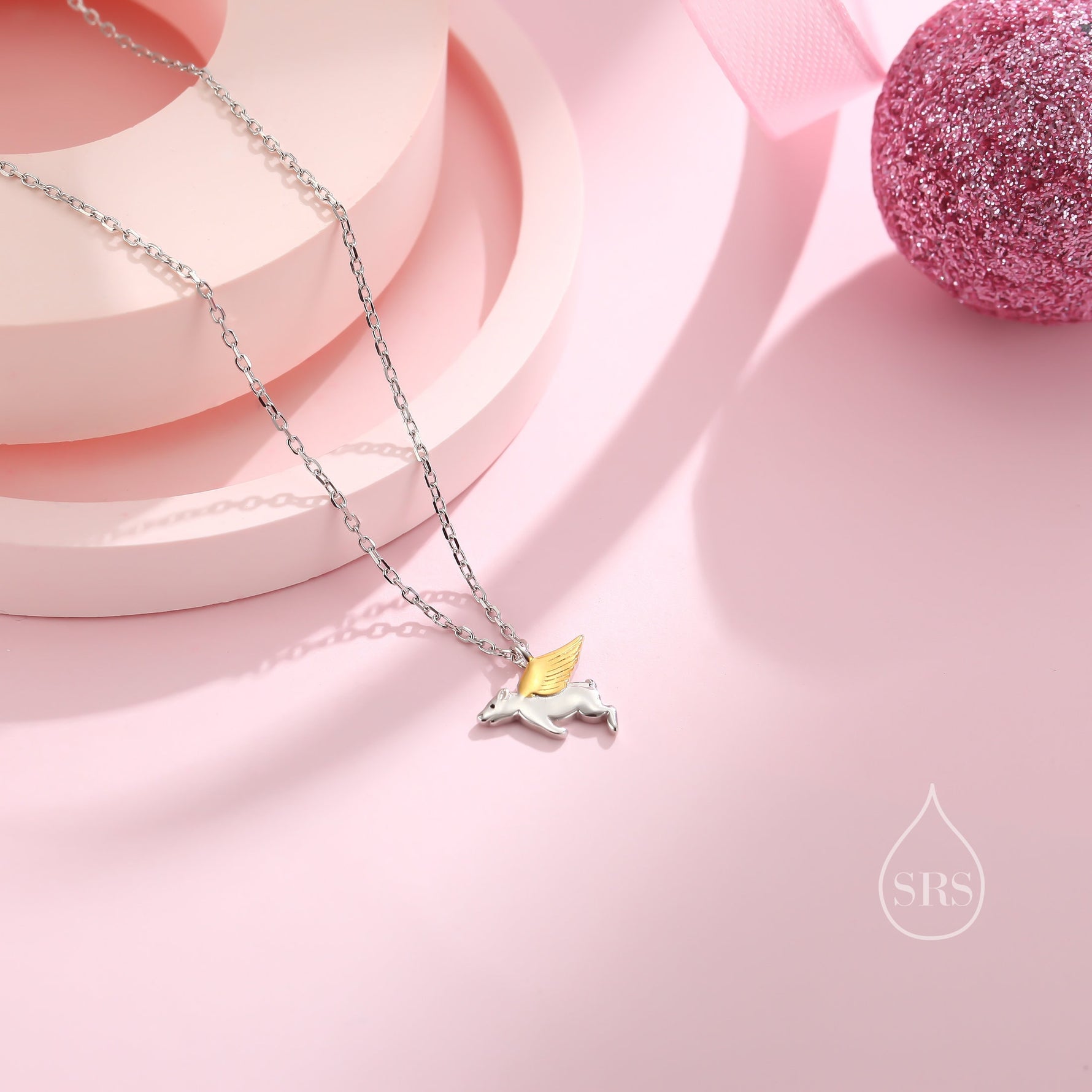 Flying Pig Pendant Necklace in Sterling Silver, Dreams Come True Necklace, Pig Necklace, Pig with Wings Necklace