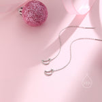 Open Moon Ear Threaders in Sterling Silver, Delicate Hollow Moon Threader Earrings, Dainty Open Moon Dangle Earrings