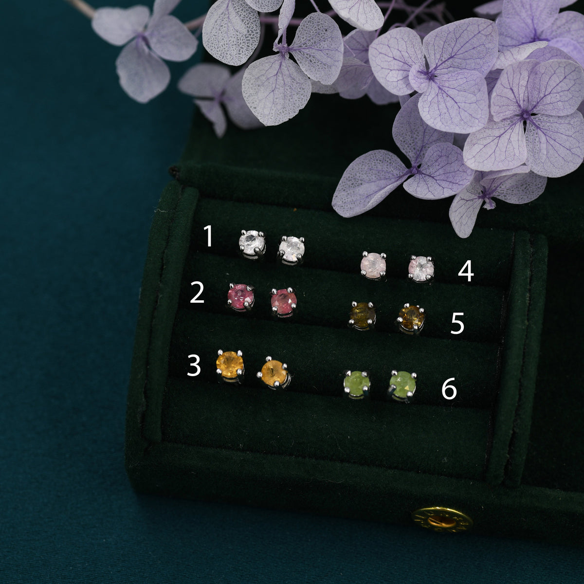 Natural Raw Tourmaline Stone Stud Earrings in Sterling Silver - Genuine Tourmaline Crystal Stud Earrings - Semi Precious Gemstone