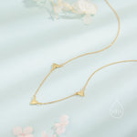 Triple Heart Necklace in Sterling Silver, Tiny Three Heart Necklace, Silver, Gold or Rose Gold, Heart Charm Necklace