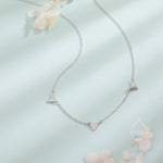 Triple Heart Necklace in Sterling Silver, Tiny Three Heart Necklace, Silver, Gold or Rose Gold, Heart Charm Necklace