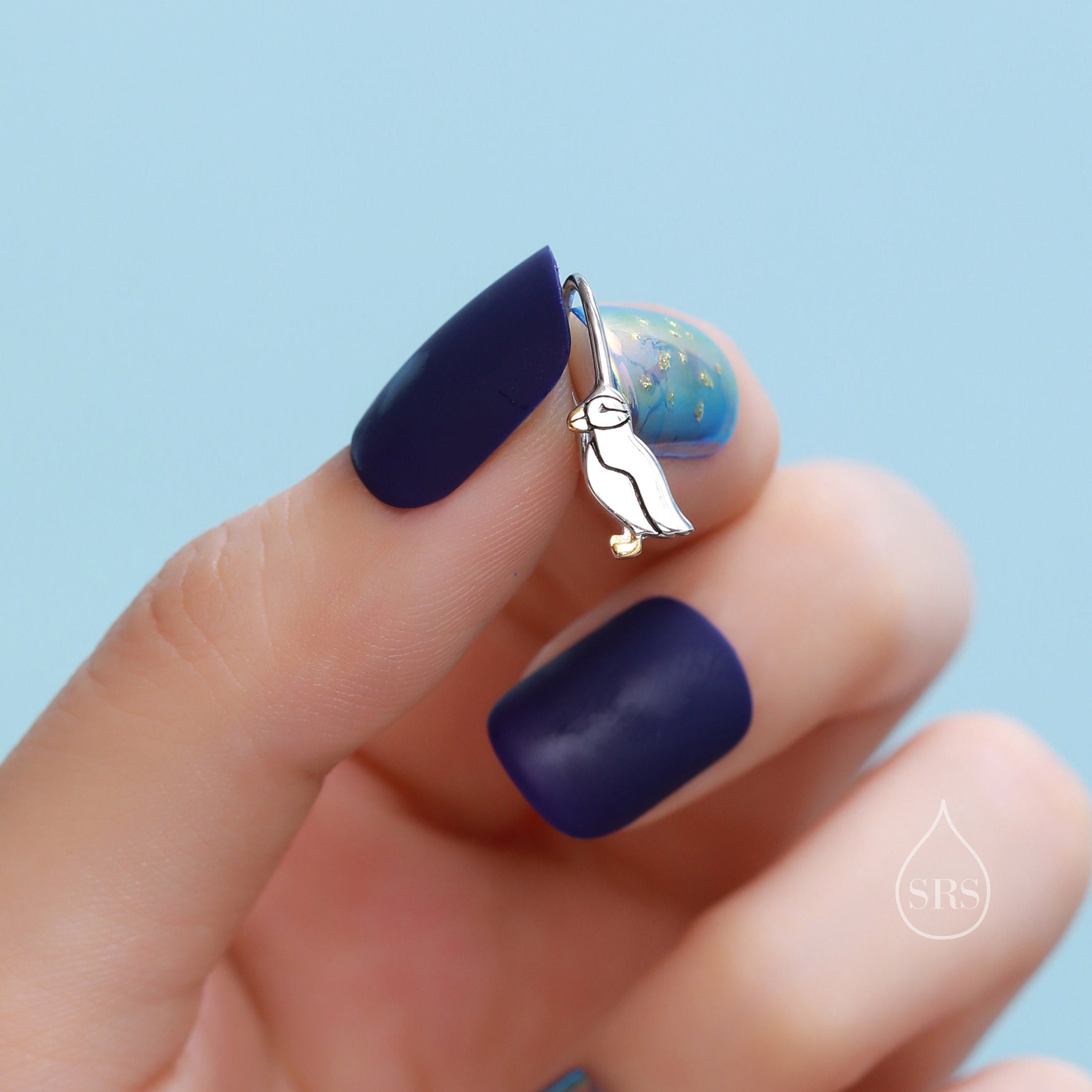 Sterling Silver Puffin Bird Hook Earrings, Puffin Drop Hook Earrings, Dainty Dangle Earrings, Puffin Bird Earrings, Puffin Earrings