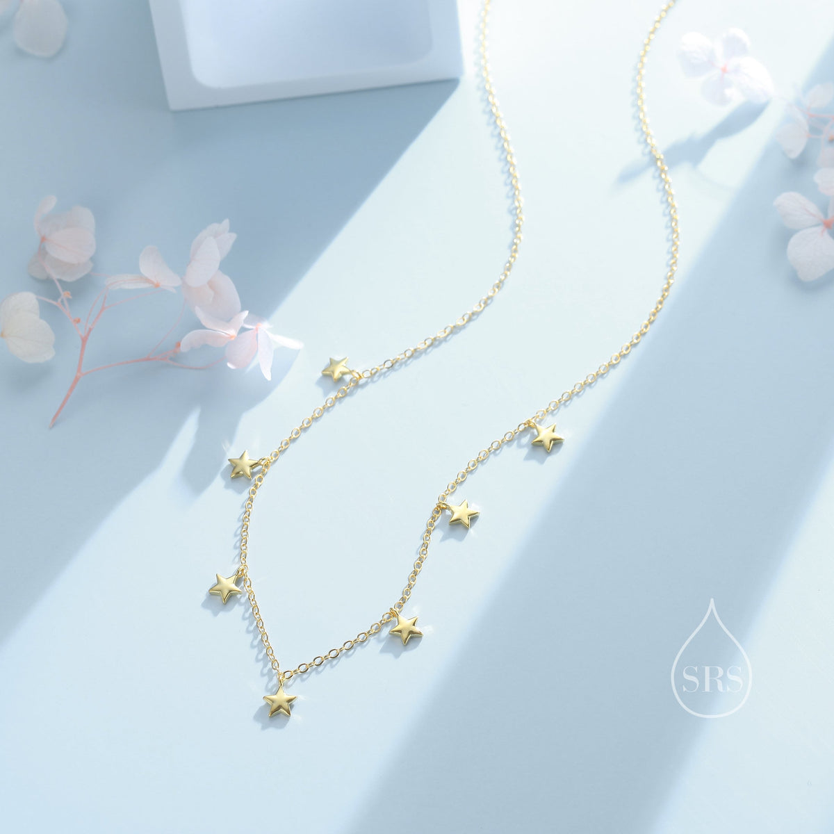 Star Choker Necklace in Sterling Silver, Silver or Gold, Star Collar Necklace, Short Necklace