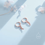 Tiny Angel Wing Huggie Hoop Earrings in Sterling Silver, Wing Earrings, Wing Feather Dangle Hoops, Wing Hoops, Angel Hoops