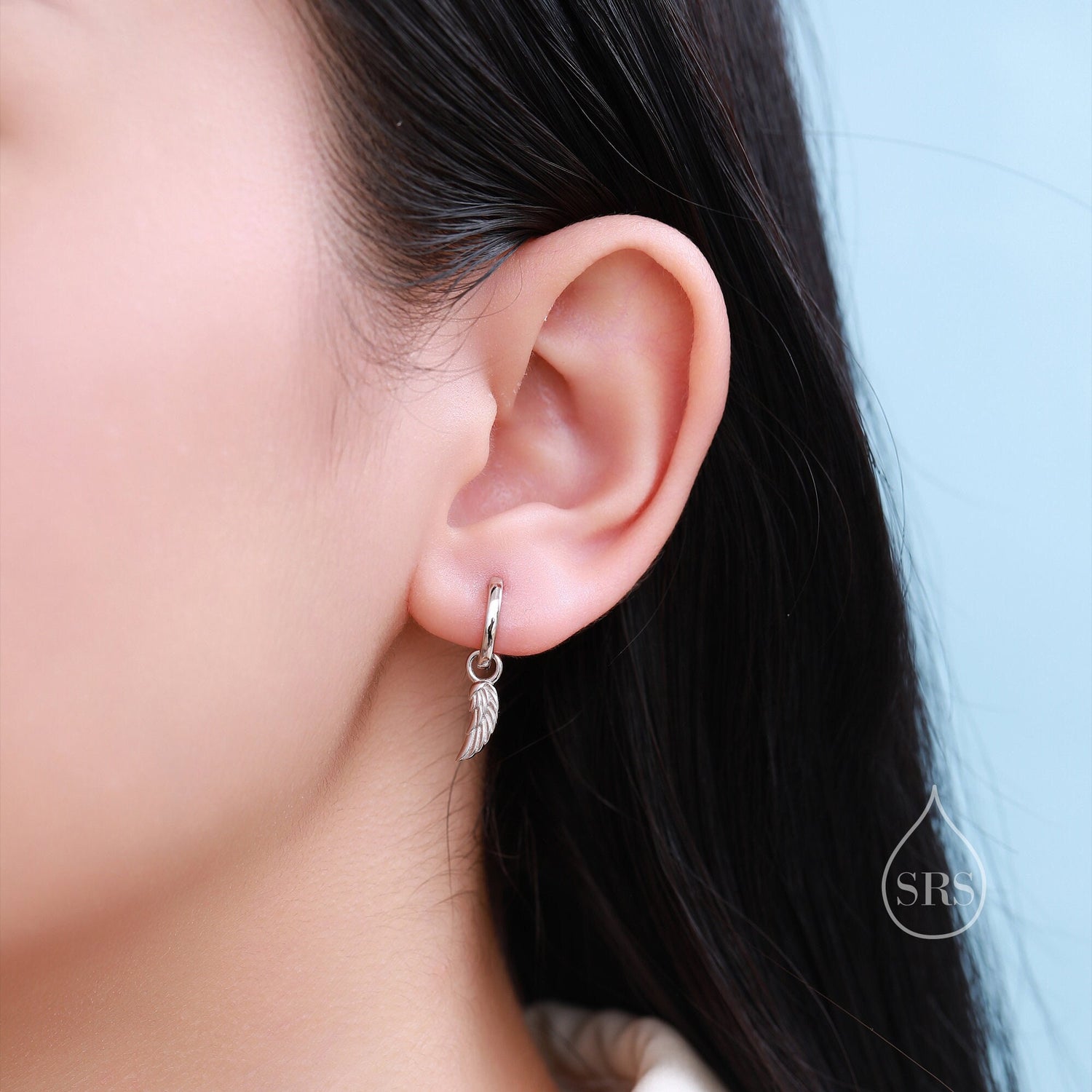 Mismatched Angel and Demon Wing Huggie Hoop Earrings in Sterling Silver, Asymetric Wing Earrings, Wing Hoops, Silver, Gold or Rose Gold