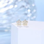 Tiny Flower CZ Stud Earrings in Sterling Silver, Forget Me Not Floral CZ Earrings, Silver or Gold, Flower CZ Earrings, Pear