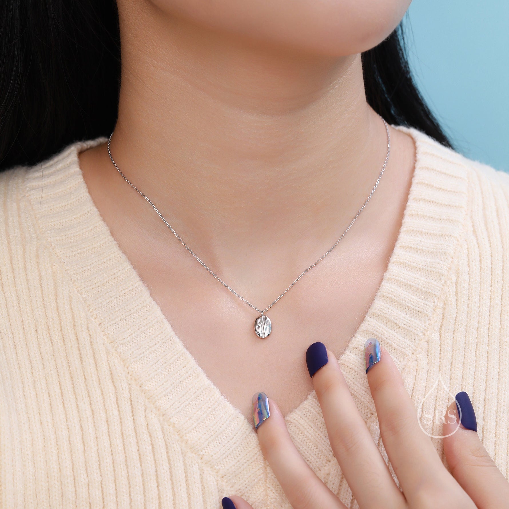 Coffee Bean Pendant Necklace in Sterling Silver, Silver or Gold, Coffee Necklace, Coffee Lover, Coffee Pendant