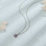 Tiny Forget Me Not Flower CZ Necklace in Sterling Silver, Silver or Gold, Various Colours, Tiny CZ Flower Pendant