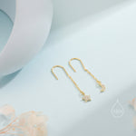 Asymmetric Star and Moon CZ Drop Earrings in Sterling Silver, Delicate Star and Moon Threader Earrings, Dainty Open Star Dangle Earrings