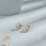 Opal CZ Oval Halo Stud Earrings in Sterling Silver, Silver or Gold, Lab Opal and CZ Earrings, Opal Earrings