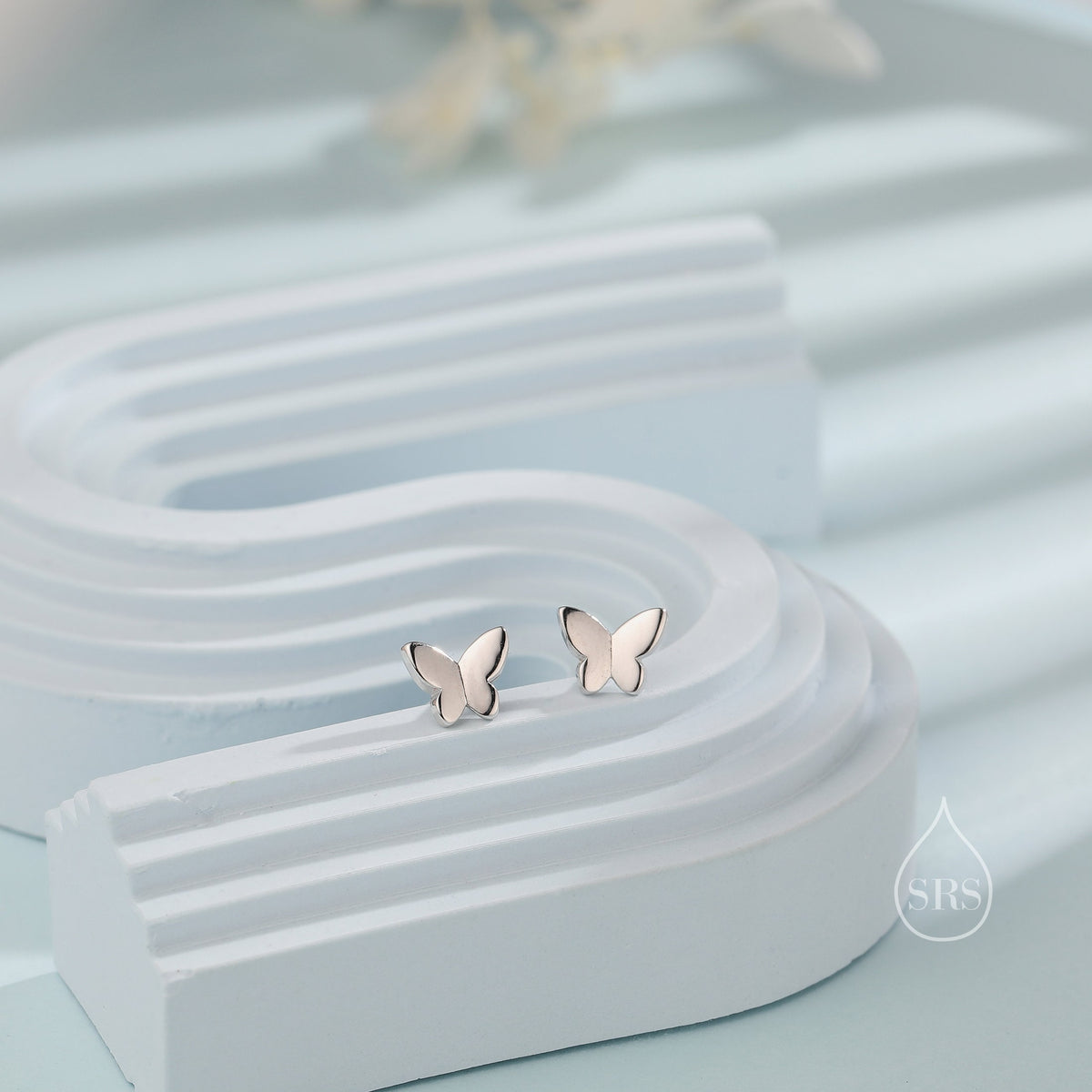 Sterling Silver Butterfly 16G Flat Back Labret Earrings