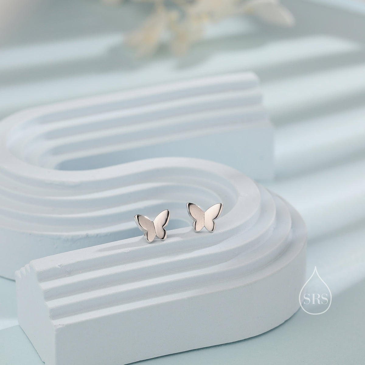Sterling Silver Butterfly 18G Screw Back Stud Earrings
