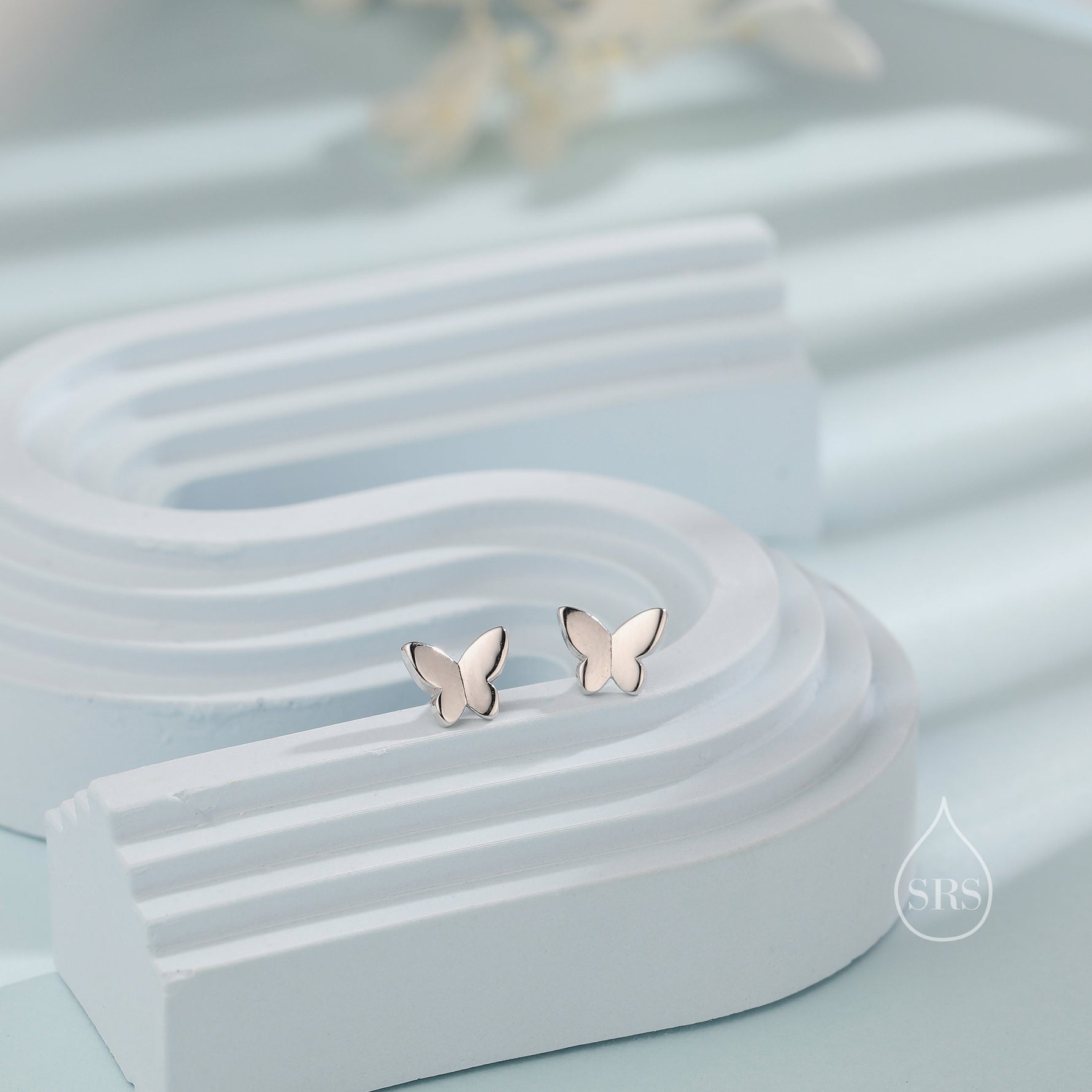 Sterling Silver Butterfly 18G Screw Back Stud Earrings