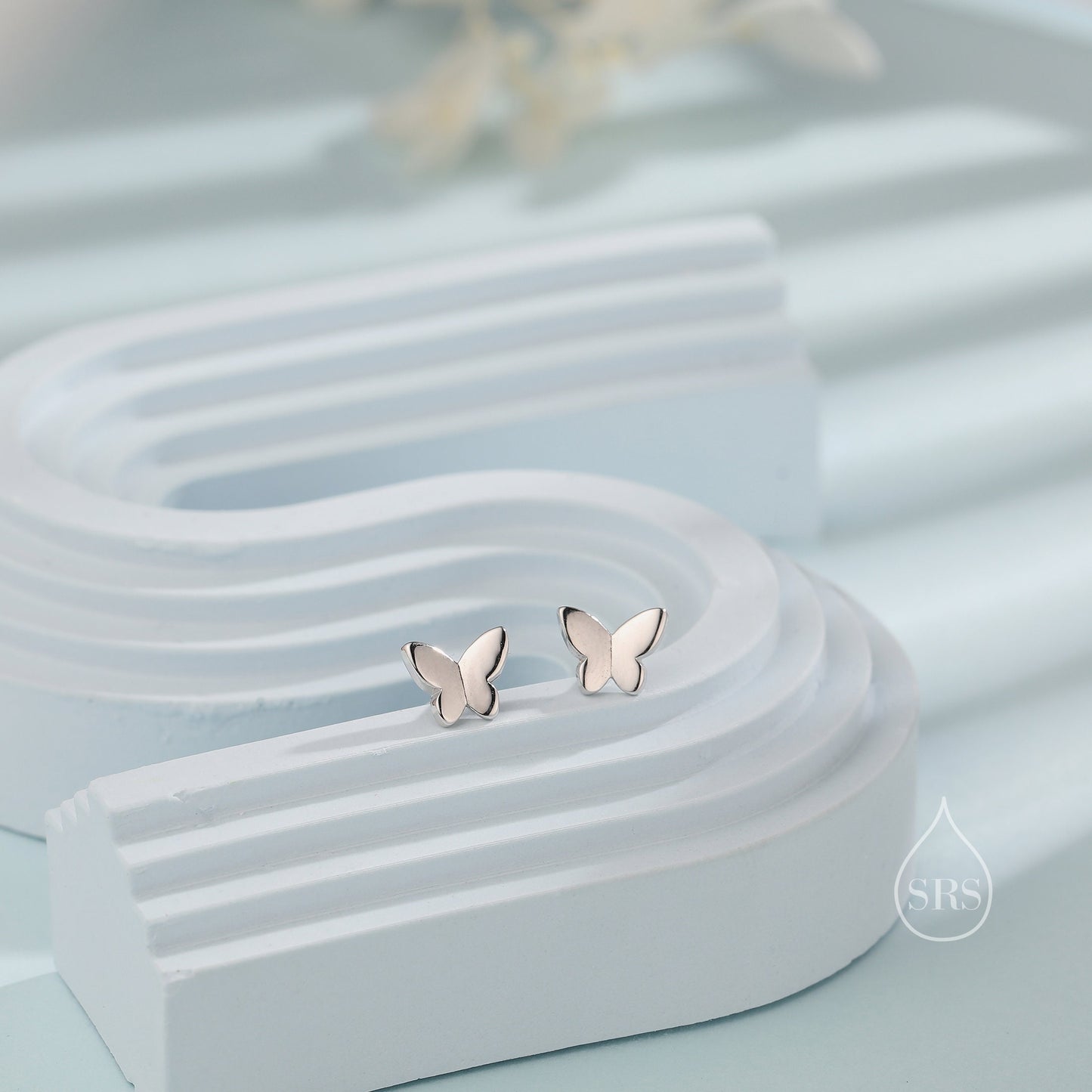 Sterling Silver Butterfly 18G Screw Back Stud Earrings