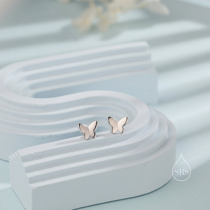 Sterling Silver Butterfly 18G Screw Back Stud Earrings