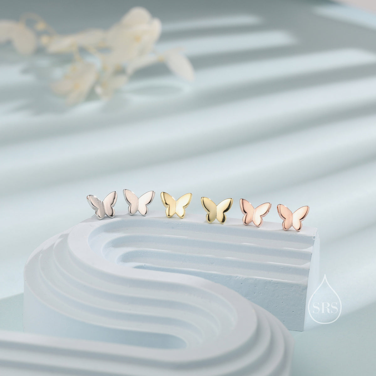 Sterling Silver Butterfly 18G Screw Back Stud Earrings