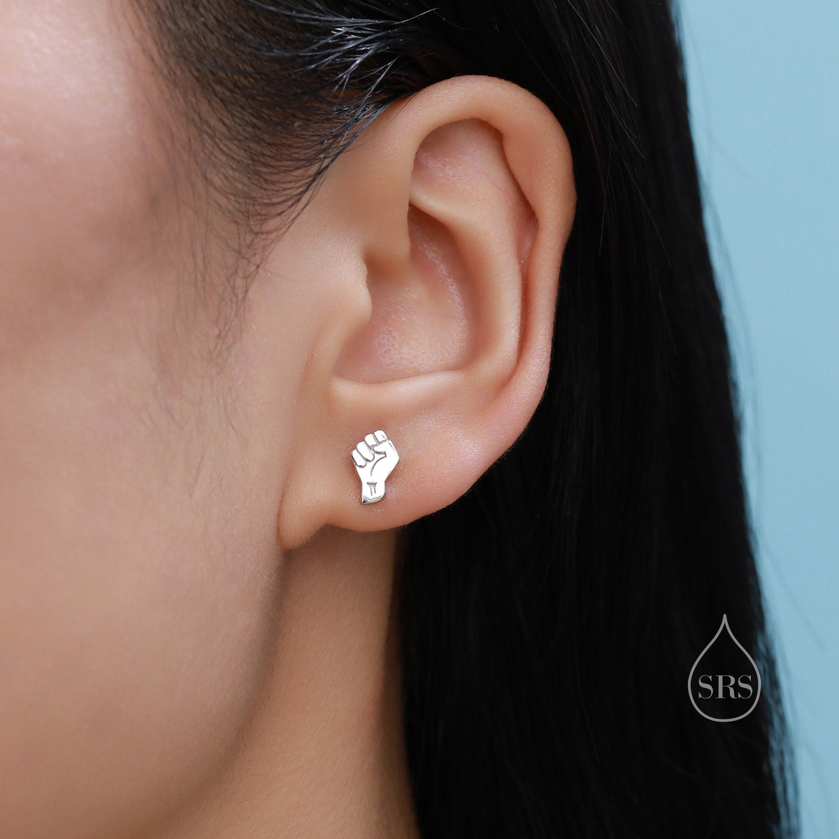 Power Fist Stud Earrings in Sterling Silver, Silver, Gold or Rose Gold, Butterfly Earrings, Tiny in Size, Black Lives Matter Earrings