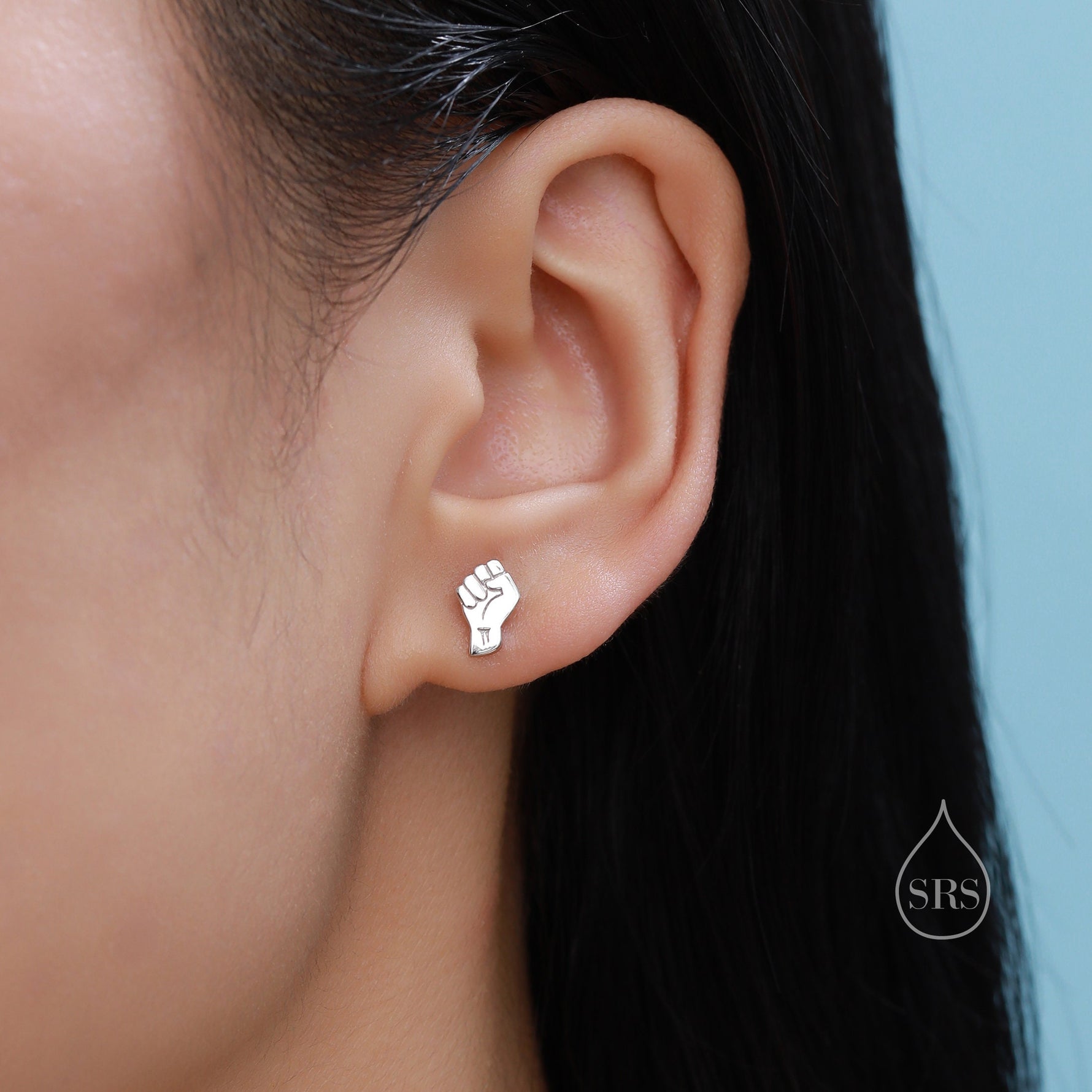 Power Fist Stud Earrings in Sterling Silver, Silver, Gold or Rose Gold, Butterfly Earrings, Tiny in Size, Black Lives Matter Earrings