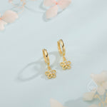 Forget Me Not Flower Huggie Hoop Earrings in Sterling Silver, Silver, Gold or Rose Gold, Tiny Flower Hoops