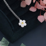 Tiny Forget Me Not Flower Pendant Necklace in Sterling Silver, Nature Inspired Flower Necklace , Botanical