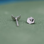 Sterling Silver Moon 16G Internally Threaded Flat Back Earrings