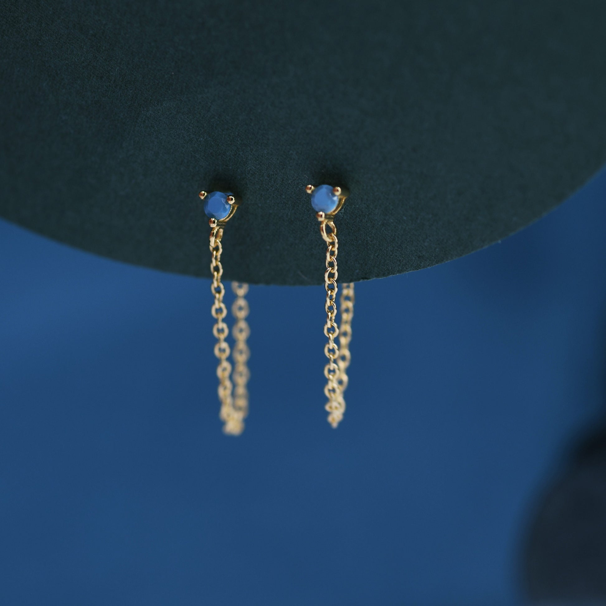 CZ and Chain Ear Jacket in Sterling Silver, Silver or Gold, Front and Back Earrings, Two Part Earrings, CZ with Linking Chain Earrings