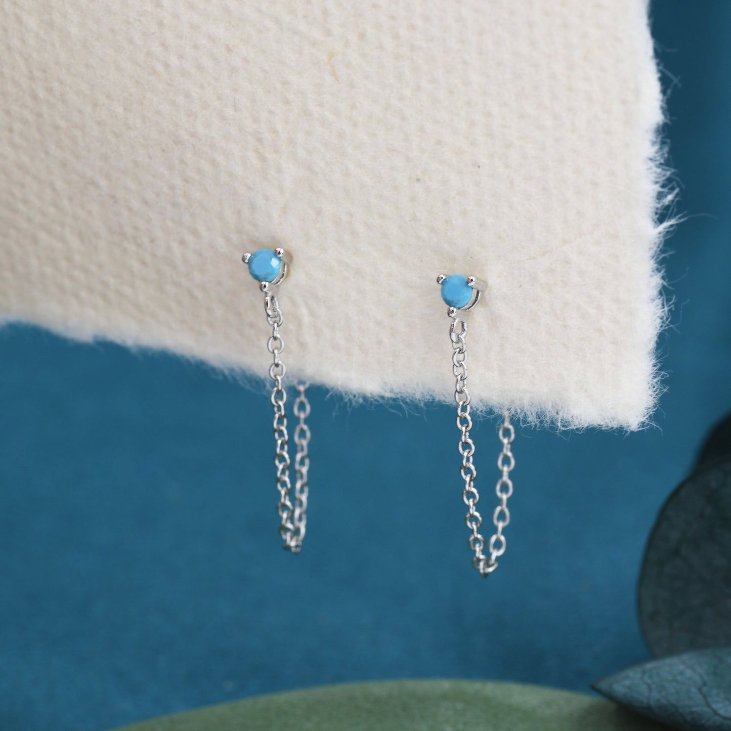 CZ and Chain Ear Jacket in Sterling Silver, Silver or Gold, Front and Back Earrings, Two Part Earrings, CZ with Linking Chain Earrings