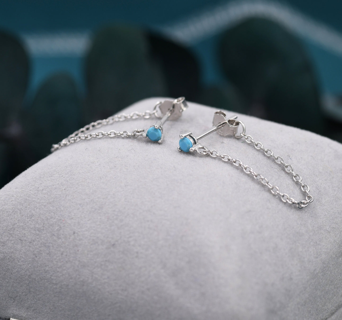 CZ and Chain Ear Jacket in Sterling Silver, Silver or Gold, Front and Back Earrings, Two Part Earrings, CZ with Linking Chain Earrings