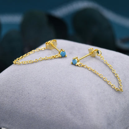 CZ and Chain Ear Jacket in Sterling Silver, Silver or Gold, Front and Back Earrings, Two Part Earrings, CZ with Linking Chain Earrings