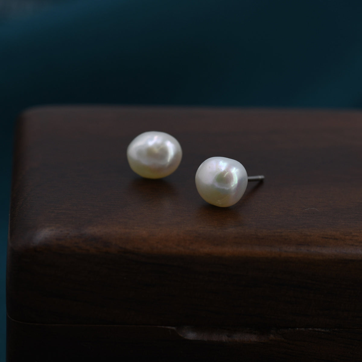 Genuine Fresh Water Pearls Drop Stud Earrings in Sterling Silver, Baroque Pearl, Keshi Pearl Earrings, Simple and Minimalist, Contemporary