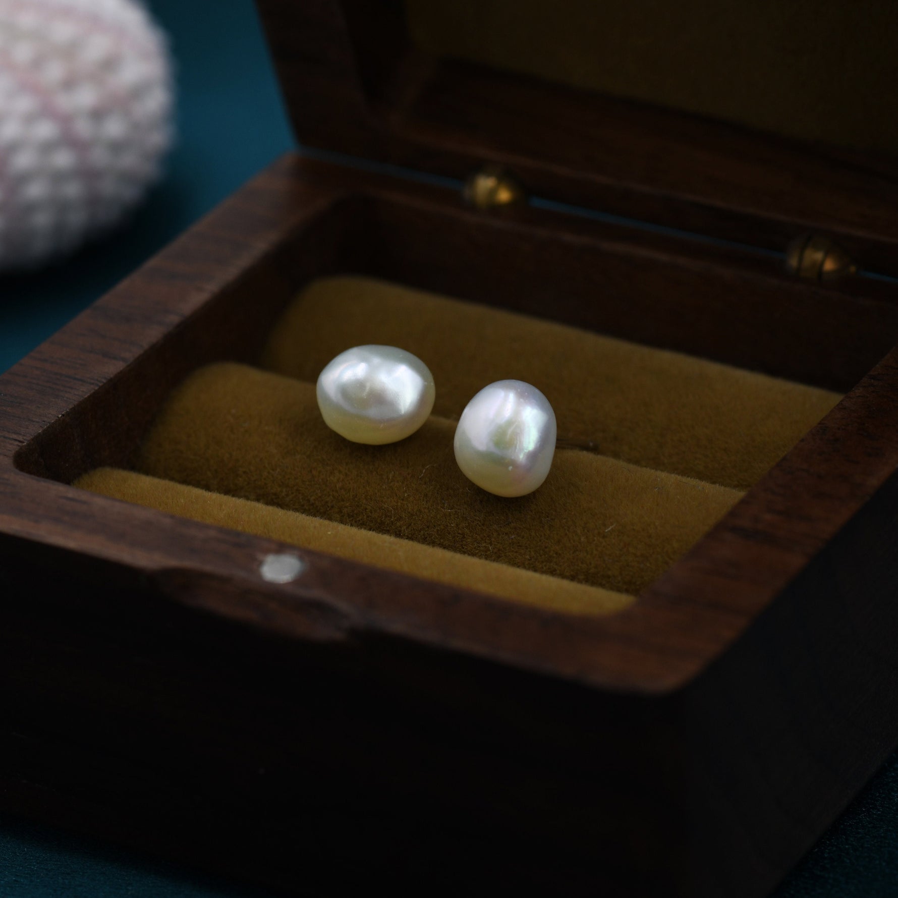 Genuine Fresh Water Pearls Drop Stud Earrings in Sterling Silver, Baroque Pearl, Keshi Pearl Earrings, Simple and Minimalist, Contemporary