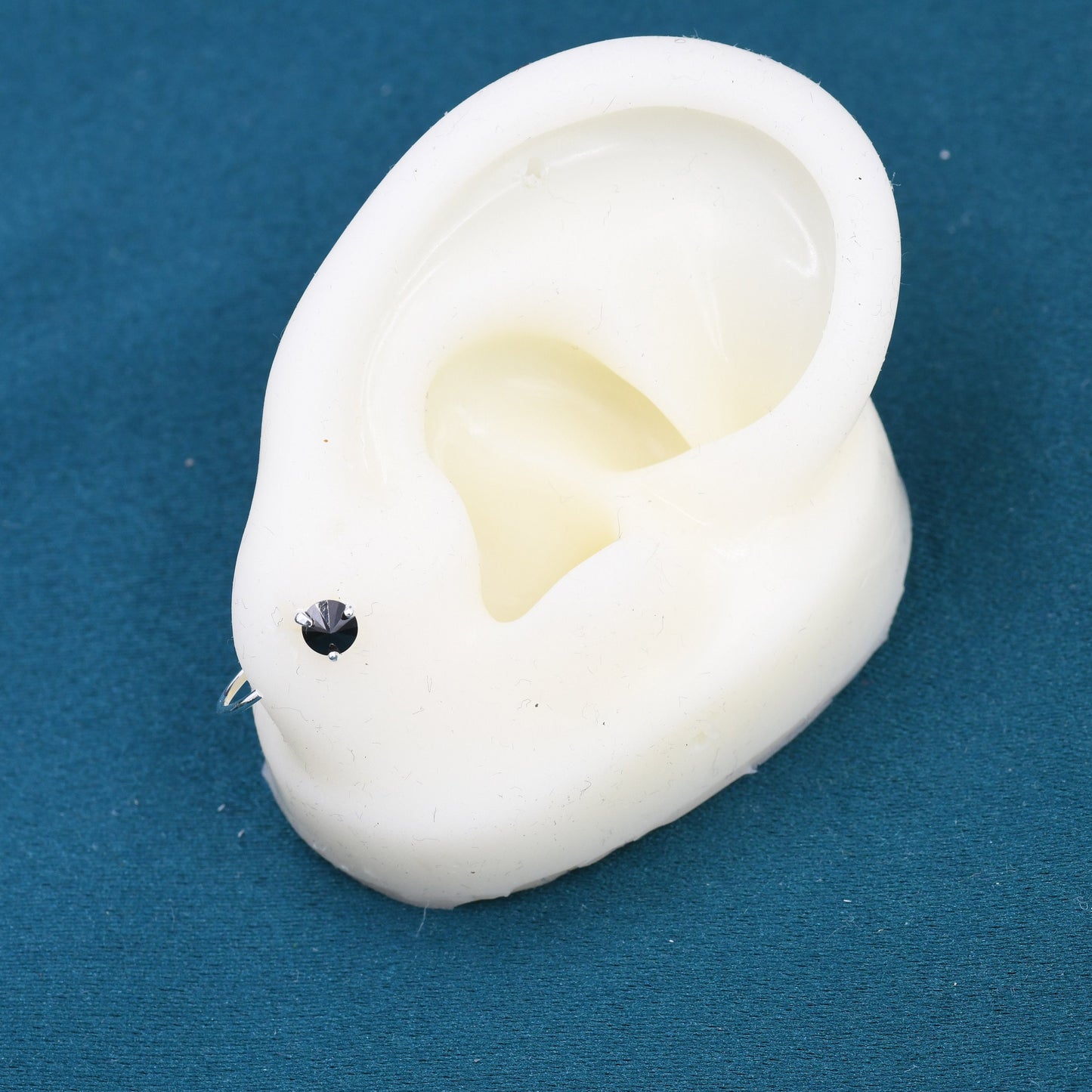 Sterling Silver Minimalist Solitaire CZ Crystal  Wire Ear Threader Hoop Earrings - Huggie Hoop - Geometry  Contemporary Design C92