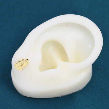 Oak Leaf Stud Earrings in Sterling Silver, Petite Acorn Leaf Earrings, Small Leaf Stud, Nature Inspired