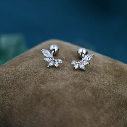 Marquise Cluster CZ Screwback Earrings in Sterling Silver, Silver or Gold, Screw Back Cluster Crystal Earrings, Screwback Earrings