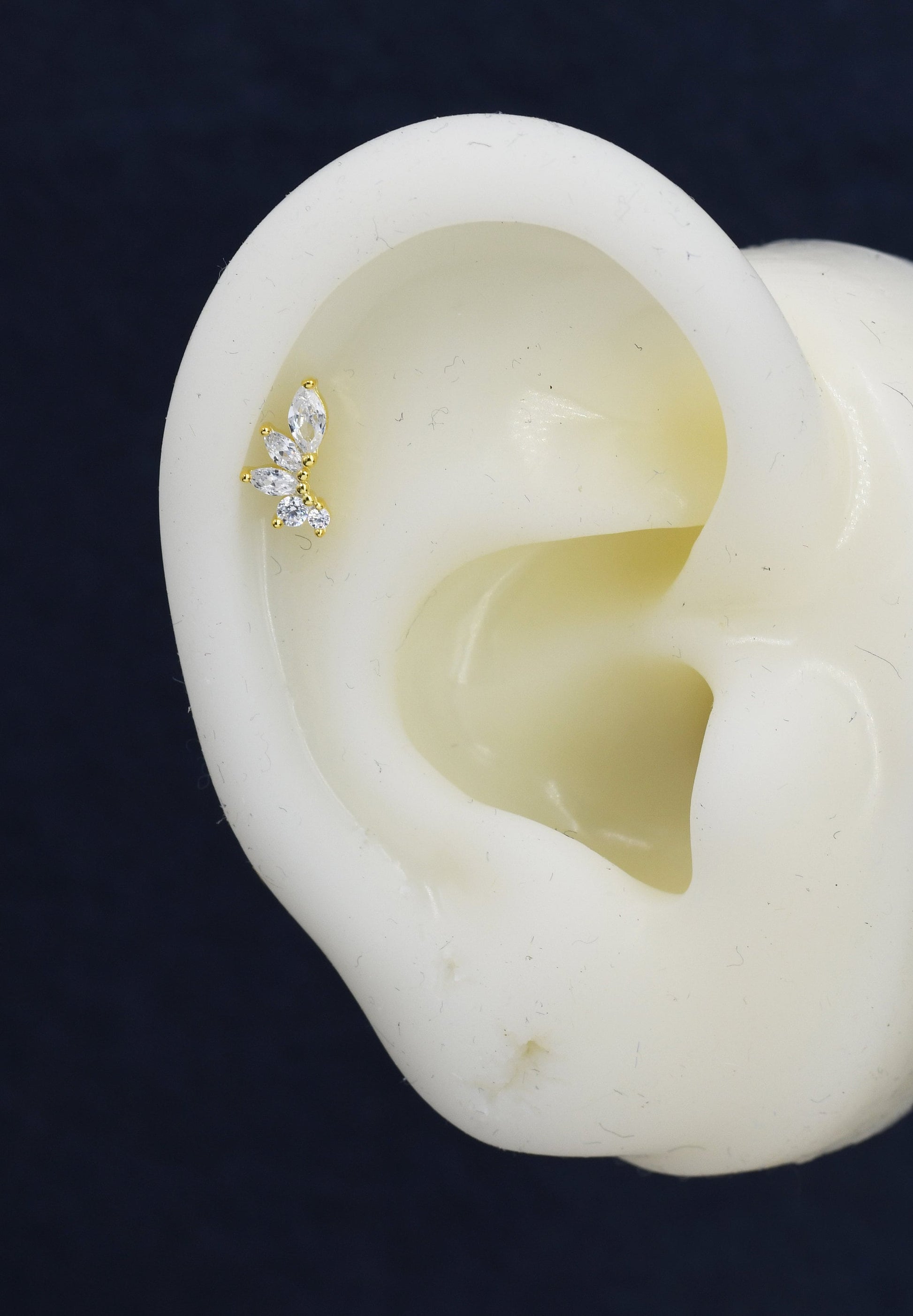 Marquise Cluster CZ Screwback Earrings in Sterling Silver, Silver or Gold, Screw Back Cluster Crystal Earrings, Screwback Earrings