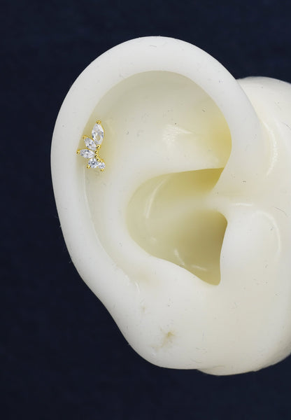 Marquise Cluster CZ Screwback Earrings in Sterling Silver, Silver or Gold, Screw Back Cluster Crystal Earrings, Screwback Earrings