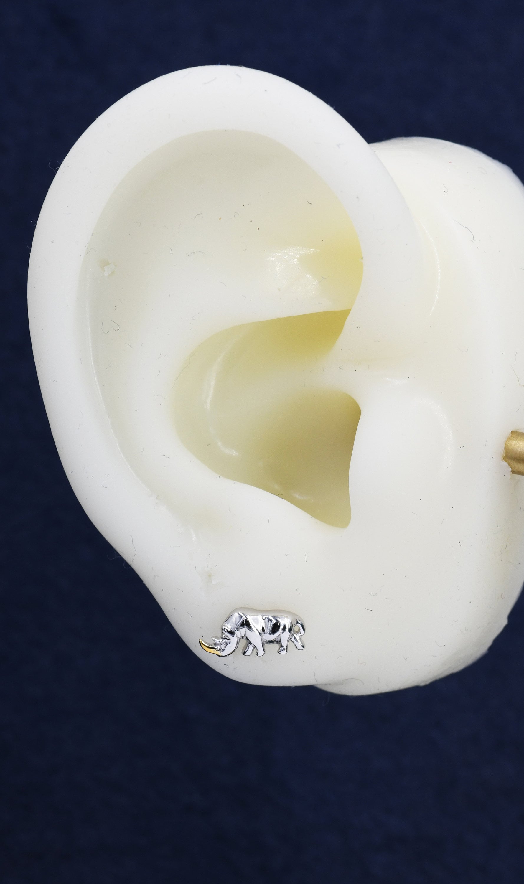 Rhino Stud Earrings in Sterling Silver, Rhinoceros Stud, Safari Earrings, Africa, Nature Inspired, Two Tone Earrings