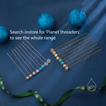 Blue Opal Planet Threader Earrings in Sterling Silver, Silver or Gold, Opal Planet Ear Threaders, 9cm long threaders