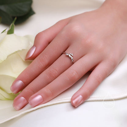Sterling Silver Hare Ring, Adjustable Size Bunny Ring, Rabbit Ring, Dainty and Delicate