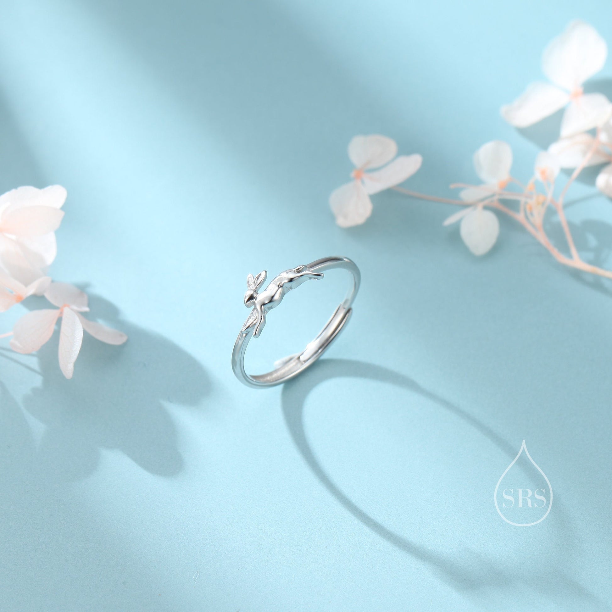 Sterling Silver Hare Ring, Adjustable Size Bunny Ring, Rabbit Ring, Dainty and Delicate