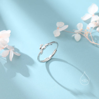Sterling Silver Hare Ring, Adjustable Size Bunny Ring, Rabbit Ring, Dainty and Delicate