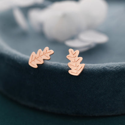 Oak Leaf Stud Earrings in Sterling Silver, Petite Acorn Leaf Earrings, Small Leaf Stud, Nature Inspired
