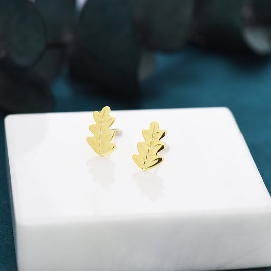 Oak Leaf Stud Earrings in Sterling Silver, Petite Acorn Leaf Earrings, Small Leaf Stud, Nature Inspired