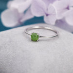 Genuine Green Jade Ring in Sterling Silver, US 5 - 8, Natural Jade Ring, Tiny Jade Ring? 4mm Jade Ring