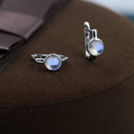 Moonstone Huggie Hoop Earrings in Sterling Silver, 5mm Moonstone Hoops, Moonstone Hoops, Simulated Moonstone Hoops
