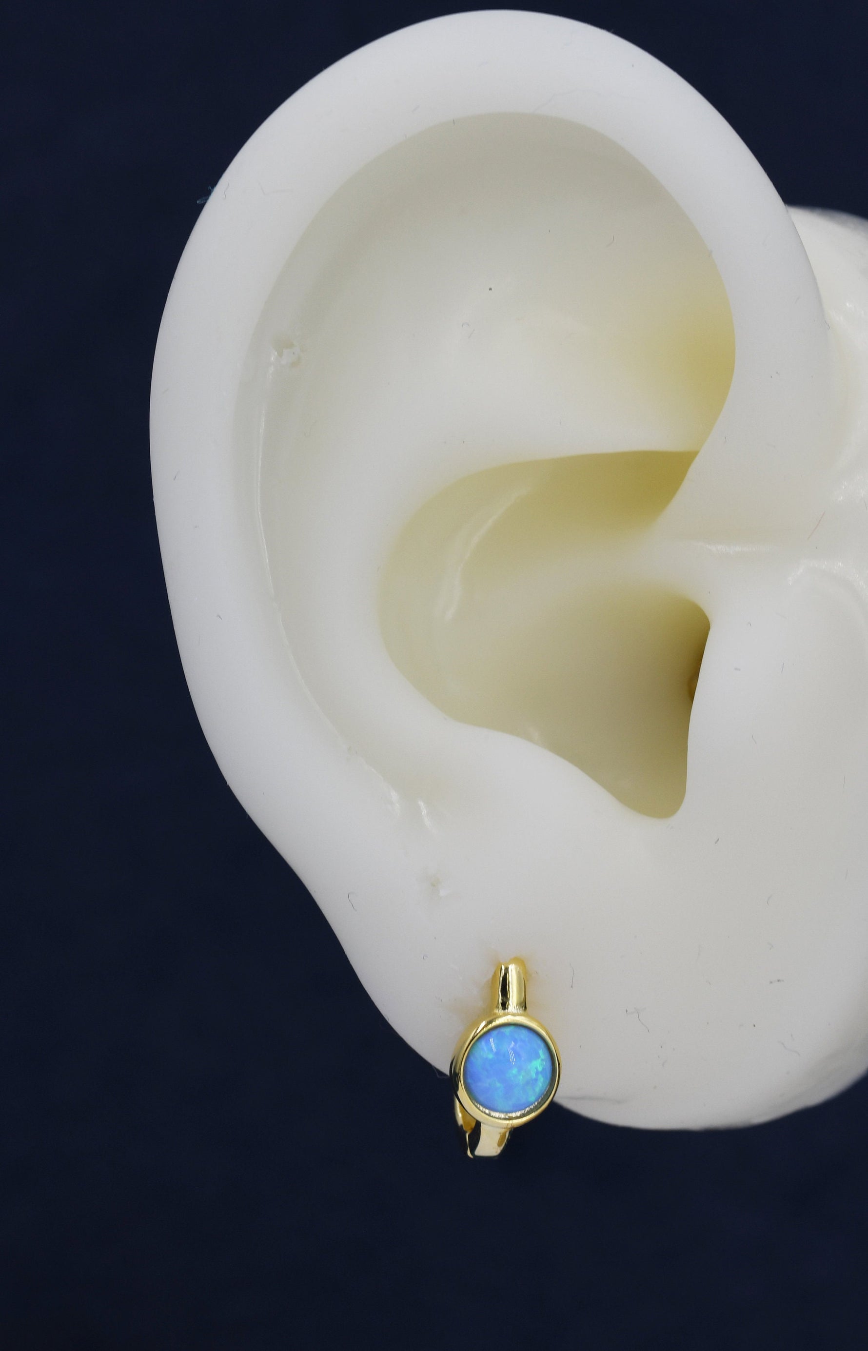Blue Opal Huggie Hoop Earrings in Sterling Silver, Silver or Gold, 5mm Opal Lever Hoops, Opal Hoops, Simulated Opal Hoops, Fire Opal Hoops