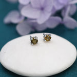 Natural Raw Tourmaline Stone Stud Earrings in Sterling Silver - Genuine Tourmaline Crystal Stud Earrings - Semi Precious Gemstone