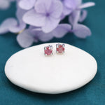 Natural Raw Tourmaline Stone Stud Earrings in Sterling Silver - Genuine Tourmaline Crystal Stud Earrings - Semi Precious Gemstone