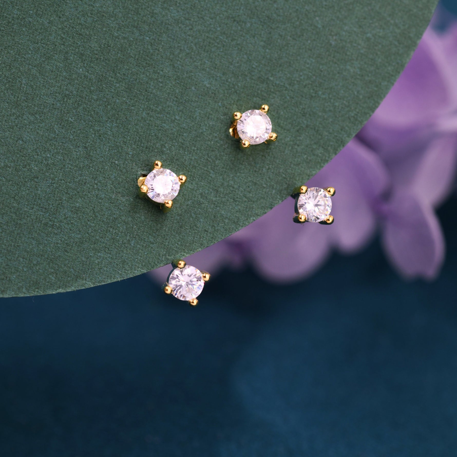 Double CZ Ear Jacket in Sterling Silver, Silver or Gold, Front and Back Earrings, Two Part Earrings